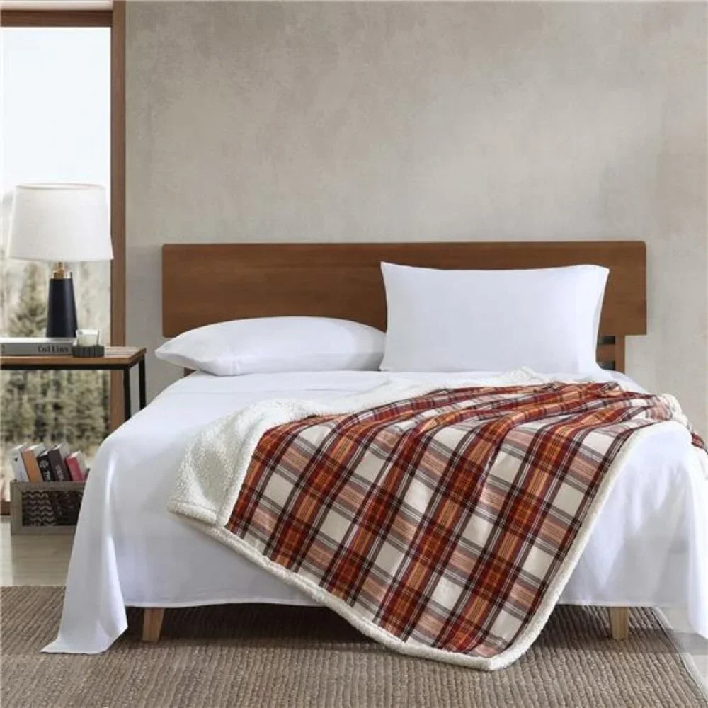 Brown Throw Blanket Reversible Sherpa Fleece Bedding‎ Home Decor for All Seasons